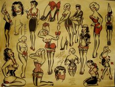 American Traditional Pinup, Traditional Pinup Tattoo, Traditional Pinup, Flash Art Tattoos, Bow Tattoo Designs, Pinup Tattoo, Street Style Vintage, Badass Girl