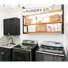 a washer and dryer in a laundry room