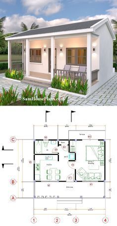 two story house plan with floor plans and measurements