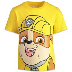 Get ready for a fun adventure in this adorable Paw Patrol Short Sleeve T-Shirt! Join Marshall, Chase, Rubble, Skye, Rocky, Zuma, Everest, and the rest of the rescue pups as they help solve problems around Adventure Bay with their pal Ryder. Always ready to help a friend, these mighty pups need your little helper’s assistance to complete their mission, save the day, and bring a smile to the faces of those around them. Your child will love to wear this short sleeve graphic tee shirt featuring thei Cute Yellow T-shirt For Playtime, Character Cotton T-shirt With Crew Neck, Playful Crew Neck T-shirt For Playtime, Playful Cartoon Print T-shirt For Playwear, Character Print Crew Neck T-shirt For Playtime, Crew Neck T-shirt With Character Print For Playtime, Playful Crew Neck Shirt With Cartoon Print, Playful Yellow Top With Cartoon Print, Character Crew Neck Cotton Top