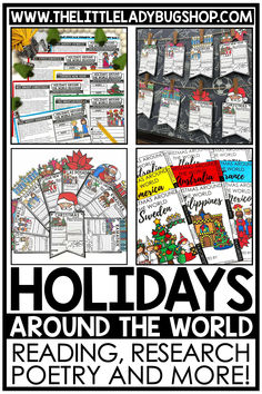 Are you searching for engaging activities to inspire your students this winter holiday season? Look no further! The Winter Holidays Around the World Bundle is packed with Reading Comprehension Passages, Research Organizers, Poetry Writing, Coloring Activities, and more! This bundle explores diverse holidays, including Hanukkah, Christmas, Advent, Las Posadas, Santa Lucia, Diwali, La Befana, and beyond. This resource is perfect for students in 3rd, 4th, and 5th grade and homeschool. Winter Holidays Around The World, December Reading, December Activities, Coloring Activities, Poetry Writing, 5th Grade Classroom, Upper Elementary Classroom