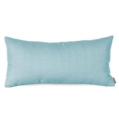 the aqua blue pillow is made from linen