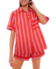 PRICES MAY VARY. Material: Stripe printed pj set is made of polyester, skin friendly, soft, elastic, comfortable to wear. Stretchy, lightweight and breathable fabric is suitable for all day long, easy to wash. Design: Casual two piece lounge outfit feature with loose fit button down blouse shirt, elastic waist wide leg sleep shorts, gingham pattern shorts set, plaid printed pj set. Occasion: Trendy loungewear suitable for spring, summer, fall, winter. Great for casual wear, indoor, game night, s Strawberry Pajama Set, Pajama Sewing Pattern Women, Cute Trendy Clothes, Lounge Shorts Outfit, Chic Pajamas, Gingham Pajamas, Summer Pajama Set, Pattern Shorts, Victoria Fashion