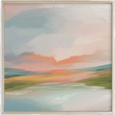 an abstract painting with pastel colors in the sky