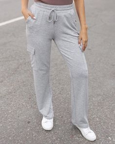 straight leg sweatpants Gray Stretch Pants For Leisure, Gray Comfortable Activewear With Pockets, Comfortable Stretch Gray Sweatpants, Sporty Gray Full-length Cargo Pants, Sporty Gray Full Length Cargo Pants, Gray Sporty Full-length Cargo Pants, Sporty Stretch Gray Cargo Pants, Gray Stretch Sweatpants With Side Pockets, Gray Stretch Sweatpants For Leisure