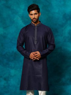 vastramay mens navy blue cotton blend ethnic kurta Traditional Indigo Kurta With Dabka, Transitional Blue Kurta For Traditional Ceremonies, Blue Traditional Fit Kurta For Festive Occasions, Festive Blue Traditional Fit Kurta, Indigo Long Sleeve Kurta For Diwali, Traditional Blue Kurta For Ceremonies, Blue Traditional Kurta For Ceremonies, Elegant Blue Kurta For Traditional Ceremonies, Blue Kurta With Traditional Patterns For Ceremonies