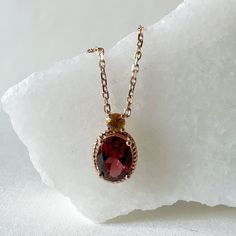 Garnet Necklace Vintage, Nature Inspired Necklace, Maximalist Jewelry, Rita Skeeter, Indie Jewelry, Book Jewelry, Garnet Necklace, Gem Necklace, Orange Sapphire