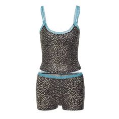 Avigail Leopard Print Short Set Casual Summer Camisole Set, Fitted Camisole Set For Summer, Fitted Casual Summer Sets, Summer Sleeveless Two-piece Top, Trendy Short Summer Sleepwear, Stretch Tank Top For Summer Loungewear, Spring Casual Camisole Set, Trendy Sleeveless Sleepwear For Spring, Trendy Sleeveless Spring Sleepwear