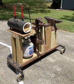 a small cart with some tools on it