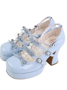 ❤︎ White Tide Riming Ribbon Pearl Shoes❤︎ Moon Heels, Pearls Fashion, Ballerina Heels, Pearl Shoes, Bridal Flats, Lolita Outfits, Vintage Fine Jewelry, Back Bag, Bow Shoes