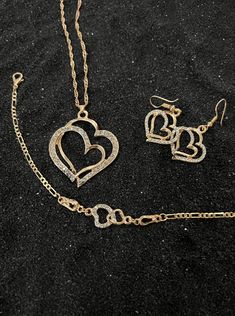 Celebrate love in its purest form with the Double Heart 3-Piece Set, an elegant collection that beautifully intertwines romance and sophistication. This stunning set features two heart-shaped designs that symbolize the unbreakable bond between two souls. Whether you?e celebrating a relationship, family, or friendship, this set is a meaningful way to express deep connections. Elegant Jewelry Sets For Anniversary On Valentine's Day, Elegant Jewelry Sets For Valentine's Day Anniversary, Elegant Jewelry Sets For Anniversary And Mother's Day, Elegant Heart Cut Jewelry Sets For Gift, Elegant Heart Cut Jewelry Sets, Elegant Heart Necklace For Valentine's Day Wedding Gift, Elegant Heart Pendant Jewelry Set For Valentine's Day, Valentine's Day Wedding Jewelry, Double Heart Jewelry For Valentine's Day Wedding Gift