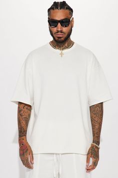 Available In White. Crew Neck Short Sleeve 60% Cotton 40% Polyester Imported | Mens I Like How It Looks Oversized Terry Short Sleeve Tee Shirt in White size 2XL by Fashion Nova White Oversized Casual Top, Oversized Short Sleeve Top For Streetwear, Casual White Drop Shoulder Top, Oversized White Basic T-shirt, Basic Oversized White Top, White Drop Shoulder Top For Streetwear, White Drop Shoulder Tops For Summer, White Drop Shoulder Summer Tops, Oversized Short Sleeve Basic Shirt