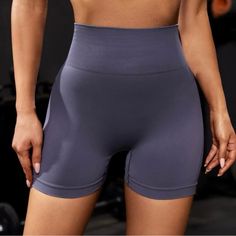 -Stretchy -Scrunch -Size Small -New, Never Worn Gray Stretch Biker Shorts For Training, Gray Stretch Yoga Shorts, High Stretch Gray Shorts For Sports, Gray High Stretch Athletic Shorts For Gym, High Stretch Gray Athletic Shorts For Gym, Gray High Stretch Sports Shorts, Elastic Activewear With Built-in Shorts For Workout, Gray High Stretch Athletic Shorts For Yoga, Gray High Stretch Athleisure Shorts