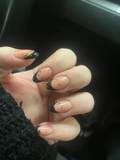 Trendy Nail Art Designs 2023, Starry Night Nails, Nail Art Designs 2023, Black French Nails, Star Nail Designs, Witchy Nails, Moon Nails, Trendy Nail Art Designs, French Acrylic Nails