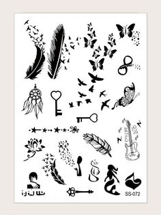 an assortment of tattoos on a white background