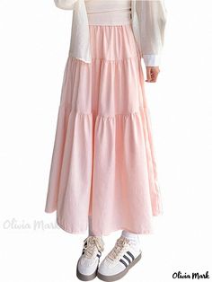 Olivia Mark - Pink High-Waisted Midi Skirt with Elegant Design Skirts Midi High Waisted, Types Of Skirts, Olivia Mark, A Line Skirt, A Line Skirts, Elegant Design, Midi Skirt, A Line, High Waisted