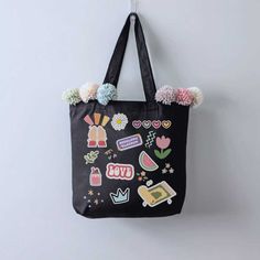 This seriously cute and girly black tote is perfect for teens or anyone who loves super cute stickers! With its Islamic theme, this tote is made specifically for Muslimahs. Show off your personality and style with this unique and stylish tote. Express yourself and make a statement with every use! Printed on both sides Available in two sizes: 16x16in and 18x18in 3.4" wide base Made with 100% polyester, a medium-weight fabric Highly durable and perfect for everyday use Double sewn, designed to last years All tote bags come with a non-woven laminate inside and are available in 2 sizes  Black cotton handles Kawaii Black Shoulder Bag For Everyday, Everyday Kawaii Black Shoulder Bag, Black Kawaii Shoulder Bag As Gift, Back To School Black Tote Shoulder Bag, Trendy Everyday Bag With Cute Design, Trendy Everyday Bags With Cute Design, Black Tote Shoulder Bag For Back To School, Black Tote Bag For Back To School, Cute Black Shoulder Bag As Gift