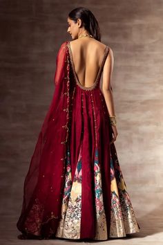 Pita Work, Maroon Anarkali, Anarkali With Dupatta, Anarkali Dress Pattern, Embroidered Anarkali, Traditional Indian Dress, Traditional Indian Outfits