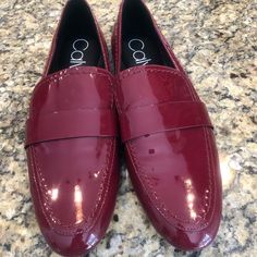 Red Patent Leather Loafers. Excellent Condition Never Worn. Super Cute For Any Outfit. Size 7.5 Fall Flats With Red Sole And Round Toe, Classic Red Sole Slip-on Flats, Classic Slip-on Flats With Red Sole, Red Round Toe Flats For Fall, Red Flat Loafers For Spring, Elegant Red Flats For Fall, Classic Red Flats With Round Toe, Red Sole Pointed Toe Loafers For Work, Pointed Toe Loafers With Red Sole For Work