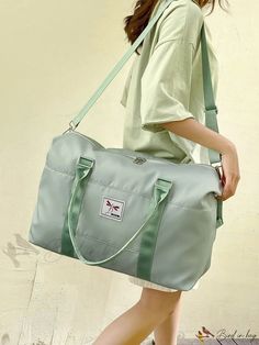 Bird in Bag - Oxford Cloth Travel Essential Handbag for Outdoor Activities, Fitness, and Weekend Getaways Trendy Tote Bag For Outdoor Activities, Trendy Travel Bag For Outdoor Activities, Casual Portable Travel Bag, Green Portable Shoulder Bag For Travel, Portable Green Shoulder Bag For Travel, Green Travel Shoulder Bag Portable, Portable Green Travel Bag, Tote Bag With Luggage Sleeve For Travel, Casual Duffle Bag For Outdoor Activities