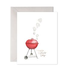 a card with an illustration of a bbq grill