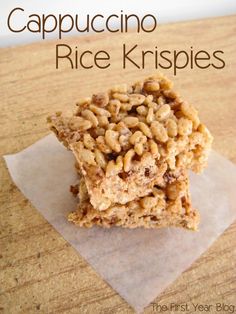 some kind of granola rice krispies sitting on top of a piece of paper