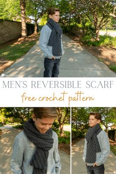 the men's reversible scarf is free crochet pattern and it looks great