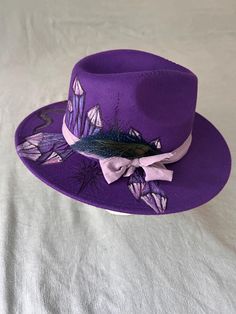 This hat was hand painted, colored and burned. Every hat is unique and one of a kind. Fedora, Caps Hats, Accessories Hats, Beauty Book, Art Collection, Bathing Beauties, Accessory Gift, Ships, Electronic Accessories