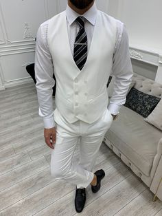 Bojoni Monte White Slim Fit Suit | BOJONI Shoe Care Kit, Vest And Pants, High End Shoes, Pants Gift, Professional Shoes, Suit Material, Exclusive Shoes, Plaid Suit, Jacket Vest