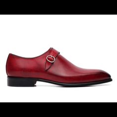 Stunning Red All Leather Loafer Handmade In Italy Single Monk Strap Soft Italian Leather Good Year Welt Leather Insole Leather Lining Cut From A Single Pierce Of Leather Perfect For Any Special Occasion Allow 5-7 Day Deliver Via Dhl From Our Warehouse In Italy Offered Here At Wholesale Elegant Burgundy Loafers With Rubber Sole, Elegant Monk Strap Shoes With Round Toe For Galas, Red Pointed Toe Oxfords For Semi-formal Occasions, Elegant Monk Strap Shoes With Almond Toe For Galas, Elegant Monk Strap Shoes For Galas With Almond Toe, Classic Red Dress Shoes For Work, Elegant Burgundy Almond Toe Dress Shoes, Elegant Burgundy Dress Shoes For Galas, Classic Red Monk Strap Shoes For Formal Occasions