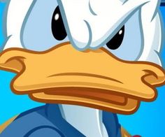 a cartoon duck wearing a bow tie and looking at the camera with an angry look on his face