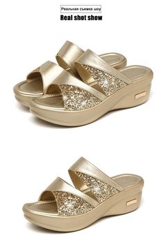 Upper Material: PUOrigin: CN(Origin)Sandal Type: BasicHeel Type: WedgesLining Material: SyntheticSide Vamp Type: OpenOutsole Material: RubberItem Type: SandalsHeel Height: Med (3cm-5cm)With Platforms: YesPlatform Height: 0-3cmOccasion: PartyClosure Type: Slip-OnFit: Fits true to size, take your normal sizeFashion Element: BlingStyle: ClassicsModel Number: SD-20228Pattern Type: SolidInsole Material: MICROFIBERDepartment Name: Adultplatform sandals: female sandalssandal women: women sandals 2020la Gold Toe Post Wedge Sandals, Gold Toe Post Wedge Sandals For Summer, Toe Post Sandals With Rhinestones For Summer, Summer Rhinestone Open Toe Flip Flops, Gold Closed Toe Sandals With Rhinestones, Elegant Gold Slide Sandals, Summer Gold Slip-on Wedge Sandals, Gold Slip-on Wedge Sandals For Summer, Gold Synthetic Slides For Beach