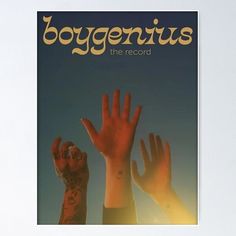 two hands reaching up to each other with the words boy genius on it