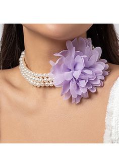 Color:Light Purple;Package Contents:1 X Necklace;Occasion:Sport; Summer Party Clavicle Chain Necklace, Chic Flower Necklaces For Party, Chic Flower Necklace For Party, Chic Flower Shaped Party Necklace, Summer Party Choker Necklace, Party Flower Necklace With Clavicle Chain, Spring Party Floral Jewelry, Spring Party Flower Jewelry, Spring Party Flower Shaped Jewelry