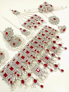 Heavy bridal/party wear set Necklace  Tika Jhumkas  Jhumer  Hand Bracelet Hand Bracelet, Set Necklace, Pakistani Bridal, Fun Earrings, Elegant Fashion, Luxury Jewelry, Bridal Party, Party Wear, Jewelry Shop