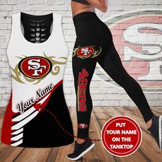 San Francisco 49Ers Personalized Leggings  Tank Top Limited 007 Shipping from the US. Easy 30 day return policy, 100% cotton, Double-needle neck, sleeves and hem; Roomy Unisex Fit. Leggings And Tank Top, Custom Tank Tops, Sf 49ers, Yoga Set, San Francisco 49ers, Tops For Leggings, Mens Tank Tops, Order Now, Yoga Pants