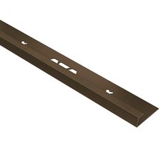 a brown metal shelf with two holes in the middle and one hole at the bottom