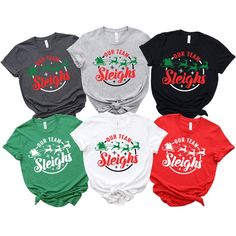 Our Team Sleighs Matching Shirt, Team Christmas Shirts For Office,  Office Party Shirts, Co-Workers Group Shirt Gift, Group Christmas Shirts Embrace the holiday spirit at the office with our "Our Team Sleighs" matching shirts! This special design is perfect for office parties and group events. Made from soft and comfortable fabric, these shirts offer all-day comfort. A great gift option for your coworkers, it will enhance team spirit and bring everyone together during the festive season. 🛒 How Christmas Work Shirts, Spin Quotes, Group Christmas Shirts, Group Events, Office Office, Group Costumes, Group Shirts, Co Workers, Office Party