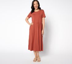 From weekend trips to in-office days to casual get-togethers, you'll get extra mileage from this pocketed midi dress in comfy cotton-modal stretch. From the Joan Rivers Classics Collection®. Casual Midi Dress For Everyday, Casual Everyday Midi Dress, Midi Dress With Pockets, Joan Rivers, Weekend Trips, Dress With Pockets, Dress Skirt, Fashion Dresses, Midi Dress