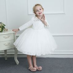 Only $64.99, Flower Girl Dresses Couture White Lace Long Sleeve Flower Girl Dress Wedding Dress Ballgown High Quality #TG7036 at #GemGrace. View more special Flower Girl Dresses now? GemGrace is a solution for those who want to buy delicate gowns with affordable prices. Free shipping, 2018 new arrivals, shop now to get $5 off! White Gown With Fitted Bodice For Dress-up Occasions, White Gown With Fitted Bodice For Dress-up, Princess Style Spring Wedding Ball Gown, Spring Wedding Princess Ball Gown, Princess Dress With Fitted Bodice For Wedding, Spring White Bridesmaid Ball Gown, White Bridesmaid Ball Gown For Spring, Fitted Princess Dress For Wedding, Long Sleeve Lace Princess Dress For Dress-up