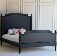 Lovely Louis Bed with Footboard French Furniture Design, Bed With Footboard, Steel Bed Frame, Black Bed, Beautiful Bed, Steel Bed, Bed Linen Design, Wood Beds, French Furniture