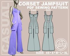 a woman's jumpsuit sewing pattern is shown