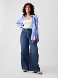 365 High Rise Denim Trousers | Gap Classic Medium Wash Bottoms For Work, Versatile Denim Blue Bottoms For Everyday, Versatile Wide-leg Work Jeans, Versatile Straight Leg Medium Wash Pants, Versatile Medium Wash Pants For Work, Versatile Mid-rise Bottoms For Elevated Casual Occasions, Versatile Wide Leg High Waist Pants For Elevated Casual, Modern Wide Leg Work Jeans, Modern Wide Leg Jeans For Work