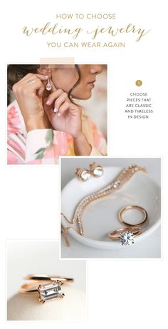 a brochure for a wedding jewelry store featuring rings, necklaces and earrings