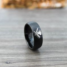 Chef Ring, Chef Knife Ring, Chef Jewelry, Culinary Ring, Butcher Ring, BBQ Ring, Black Tungsten Ring Knife Ring, Olive Jewelry, Olive Branch Ring, Black Tungsten Rings, Tungsten Carbide Wedding Bands, Branch Ring, Black Tungsten, Tungsten Carbide Rings, Modern Ring