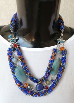 Necklace, handmade jewelry set: necklace, bracelet and earrings, with natural stones,beaded necklace,seed bead necklace Elegant Turquoise Beads With Natural Stones, Elegant Handmade Multi-strand Crystal Necklaces, Elegant Handmade Multi-strand Crystal Necklace, Elegant Blue Beads Gems And Cabochons For Gifts, Elegant Blue Beads, Gems, And Cabochons As Gift, Elegant Turquoise Crystal Necklace With Gemstone Beads, Elegant Multi-strand Czech Glass Necklaces, Bohemian Beaded Necklaces With Natural Stones For Party, Party Beaded Necklaces With Natural Round Stones