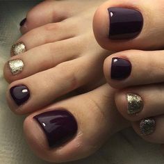 Gold Toe Nails, Fall Toe Nails, Pedicure Designs Toenails, Pedicure Colors, Manicure Art, Gel Toe Nails, Nagellack Trends, Toe Nail Color