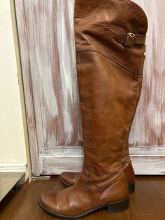 Vintage cognac brown women's over-the-knee boots size 38 or 7.5 us Lavorazione Artigiana brand total height 21.5 inches 1 inch heel 9.5 inch insole with slight wear but in excellent condition Slouch Boots, Slouched Boots, Boot Shoes Women, Over The Knee Boots, Over The Knee, Cognac, Knee Boots, 1 Inch, Shoe Boots