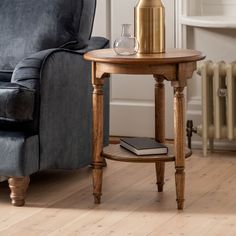 Beatrice Decorative  Side Table, Peroba Wood, Round Top Brown Side Table, Classic Side Table, Small Round Side Table, Round Wood Side Table, Drum Side Table, Side Table Decor, Reproduction Furniture, Wooden Side Table, Unique Tables