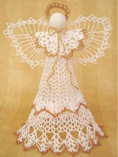 Angel Victoria Christmas Tree Topper - Maggie's Crochet Háčkovaný Anjel, Crochet Angel Pattern, Crochet Angels, Crochet Angel, Angel Tree Topper, Crochet Christmas Trees, Angel Crafts, Crochet Snowflakes, Holiday Crochet